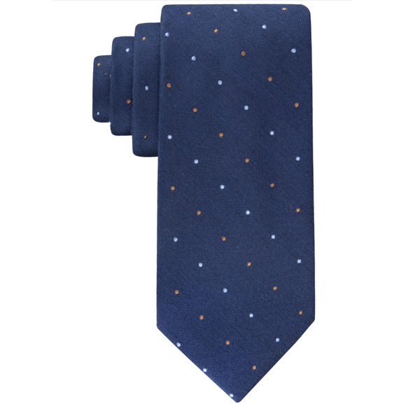 Tommy Hilfiger Men Multi-Color Dot Tie Navy Taupe - Picture 1 of 1